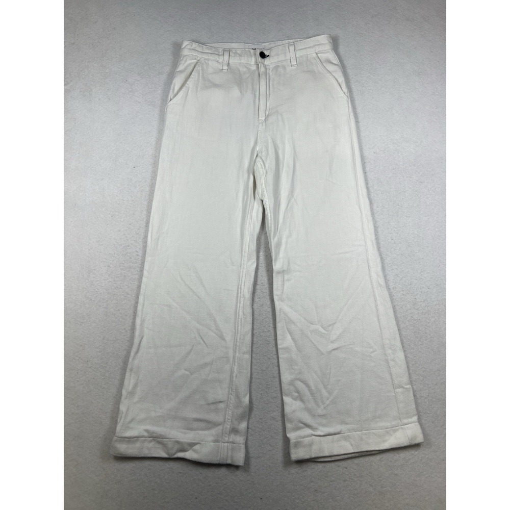 ASKK NY Wide Leg Pants Womens Cream Linen Blend High Rise Made USA